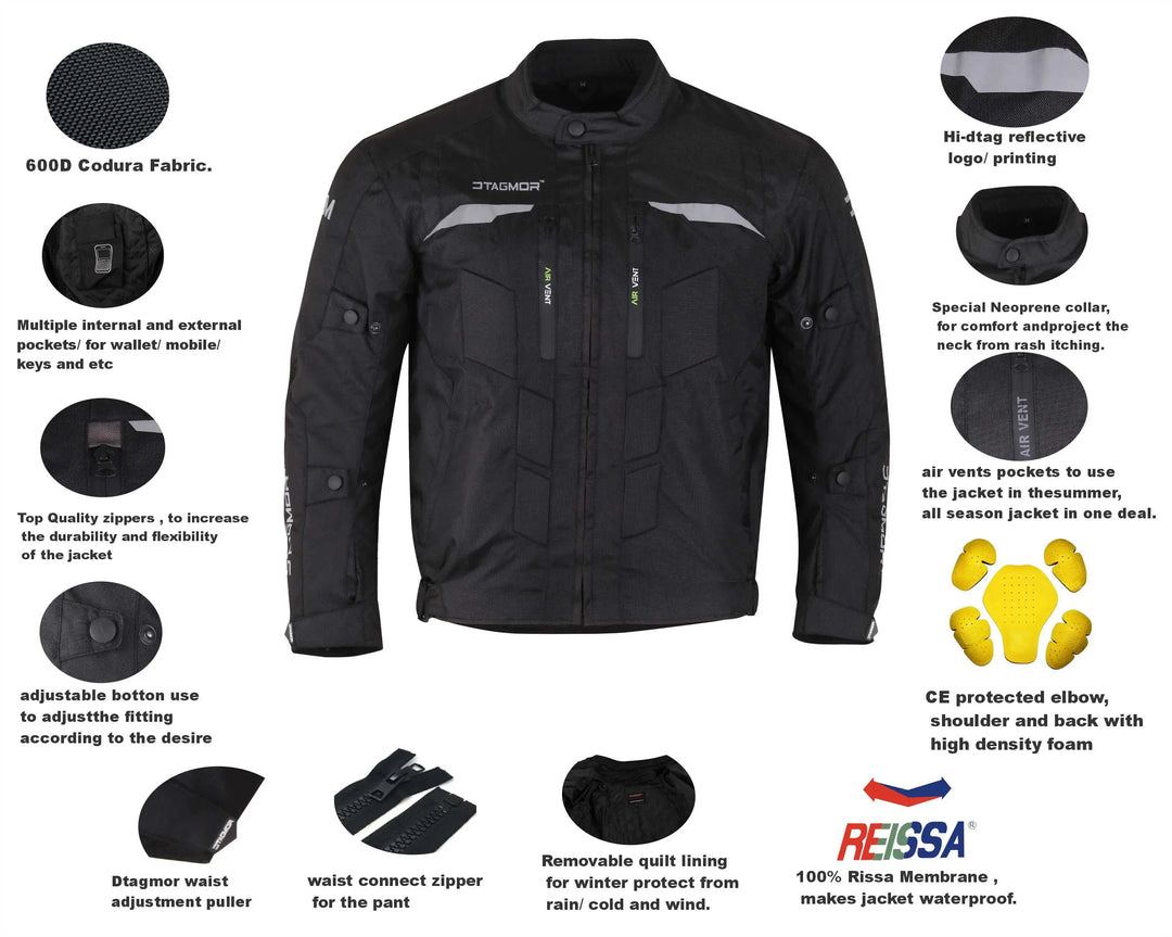 Orlando 7.8 Motorcycle Black Jacket#color_black-full