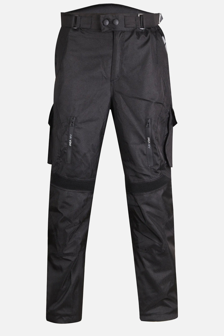 Motorcycle black Pant With Armor- Riding Jeans#color_white-black